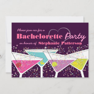 Coloridas cócteles Bachelorette Party Invitación