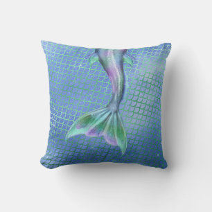 Coloridas escalas de sirena y Cojín decorativo de