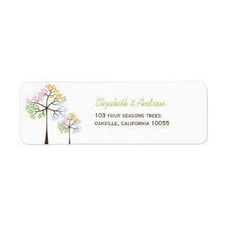Coloridas etiquetas de direcciones Boda de árboles