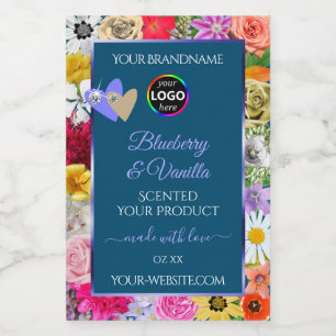 Coloridas etiquetas de productos azules del océano