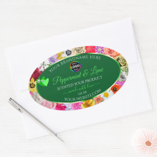 Coloridas etiquetas de productos verdes florales c