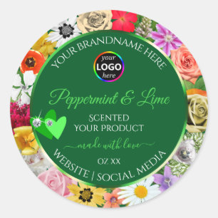 Coloridas etiquetas de productos verdes florales c