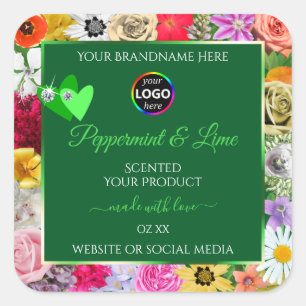 Coloridas etiquetas de productos verdes florales c