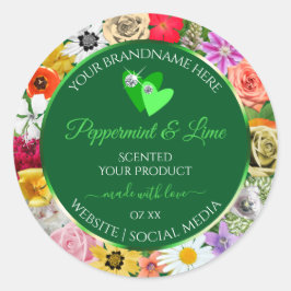 Coloridas etiquetas de productos verdes florales d