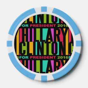 Coloridas fichas de póker de Hillary Clinton 2016