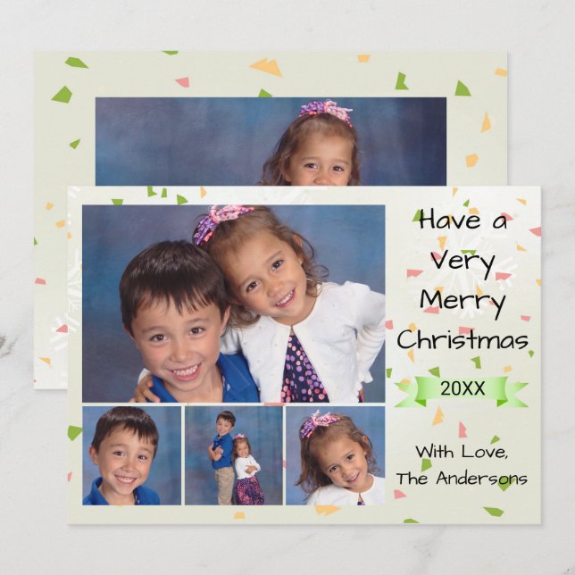 Coloridas fotos de Confetti 4/5 - Tarjeta de Navid (Anverso / Reverso)