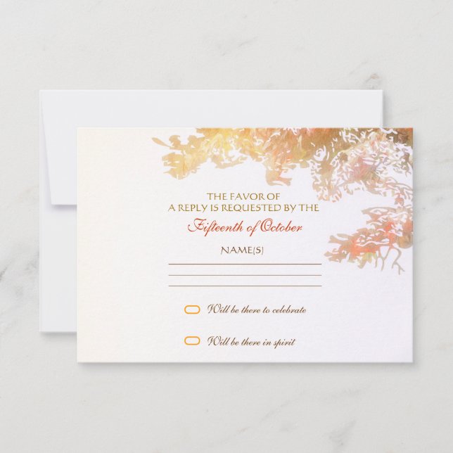 coloridas hojas de árbol elegante diseño rsvp (Anverso)