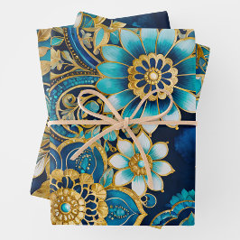 Coloridas hojas de papel de envolvimiento de arte 