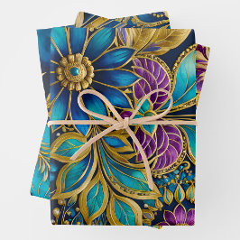 Coloridas hojas de papel de envolvimiento de arte