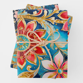 Coloridas hojas de papel de envolvimiento de arte