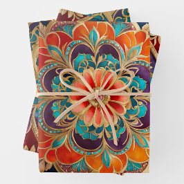 Coloridas hojas de papel de envolvimiento de arte 