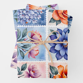 Coloridas hojas de papel de envolvimiento de timbr