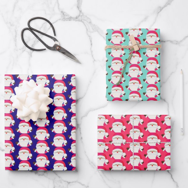 Coloridas hojas de papel envueltas de Santa Claus (Anverso)