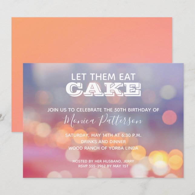 Coloridas invitaciones a fiestas de cumpleaños (Anverso / Reverso)