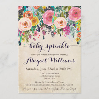 Coloridas invitaciones a gotas de flores, cosecha 