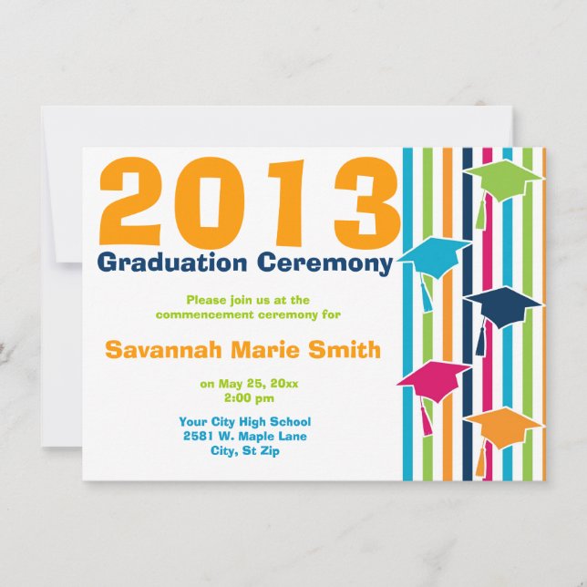 Coloridas invitaciones a la ceremonia de graduació (Anverso)