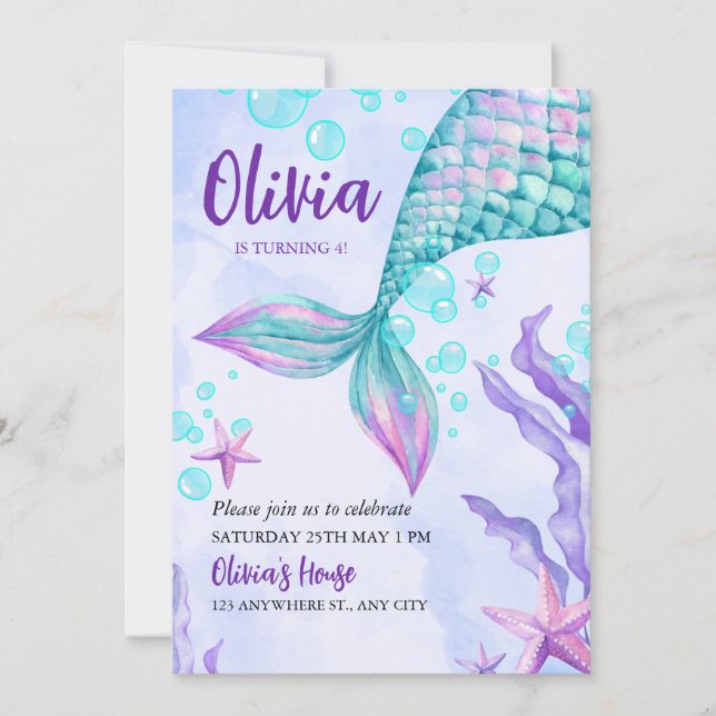 Coloridas invitaciones a la fiesta de cumpleaños d (Anverso)