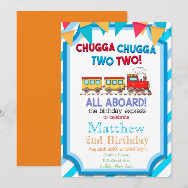 Coloridas invitaciones a la fiesta de cumpleaños d (Anverso / Reverso)