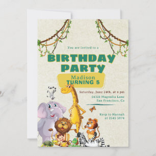 Coloridas invitaciones de cumpleaños a niños con t