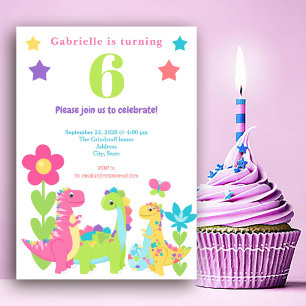 Coloridas invitaciones de cumpleaños de dinosaurio