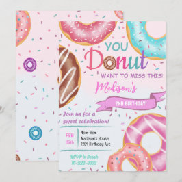 Coloridas invitaciones de cumpleaños de Donuts