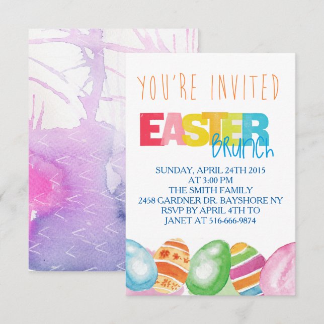 Coloridas invitaciones de Pascua (Anverso / Reverso)