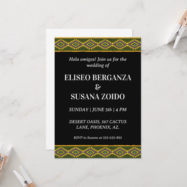 coloridas invitaciones nupciales mexicanas (Anverso/Reverso In Situ)