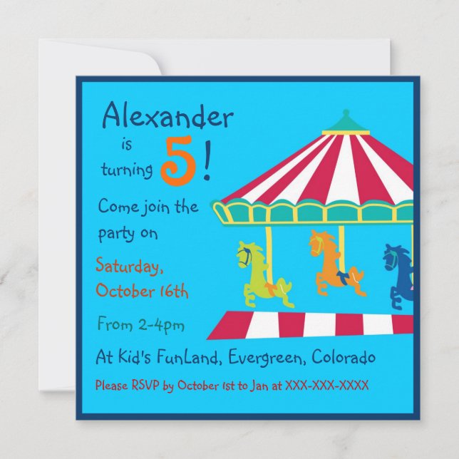Coloridas invitaciones para la fiesta de cumpleaño (Anverso)