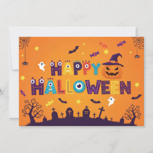 Coloridas letras sacudidas invitación de Halloween