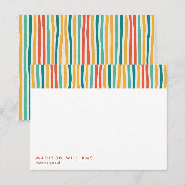 Coloridas Líneas Elegante Tarjeta de Nota Moderna (Anverso / Reverso)
