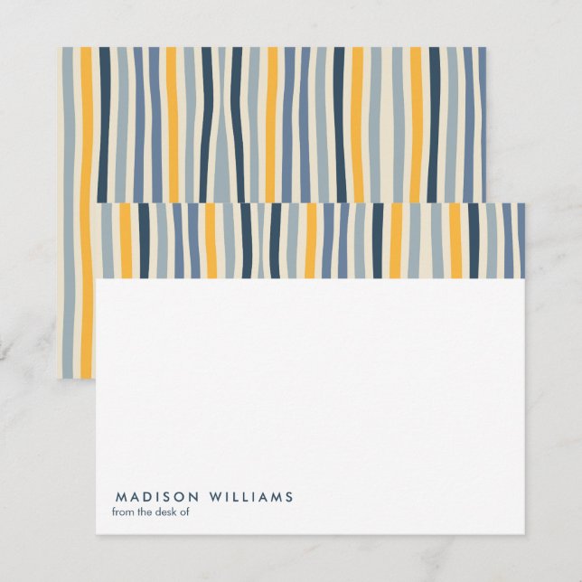 Coloridas Líneas Elegante Tarjeta de Nota Moderna (Anverso / Reverso)