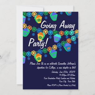 Coloridas linternas azules abandonan la invitación