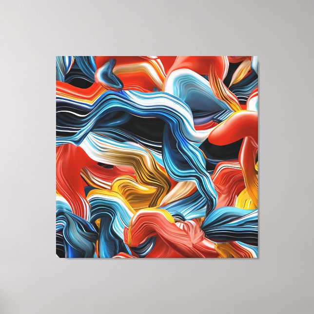 Coloridas olas de ondas de ondas azul Naranja arte (Anverso)