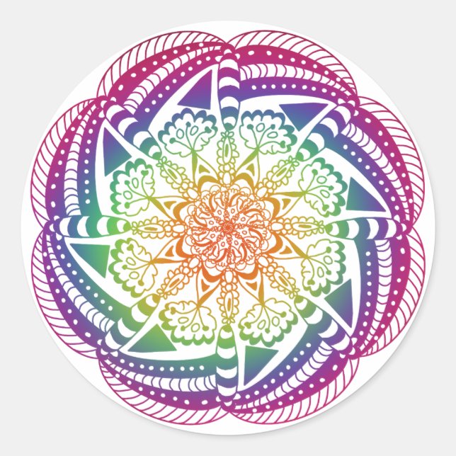 Coloridas pegatinas de Mandala. (Anverso)