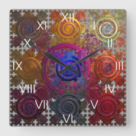 Coloridas placas eléctricas circulares Reloj cuadr