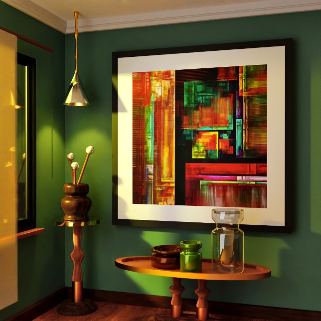 Coloridas plazas Patrón de arte abstracto moderno  (Colorful Squares Modern Abstract Art Pattern #04 Poster)