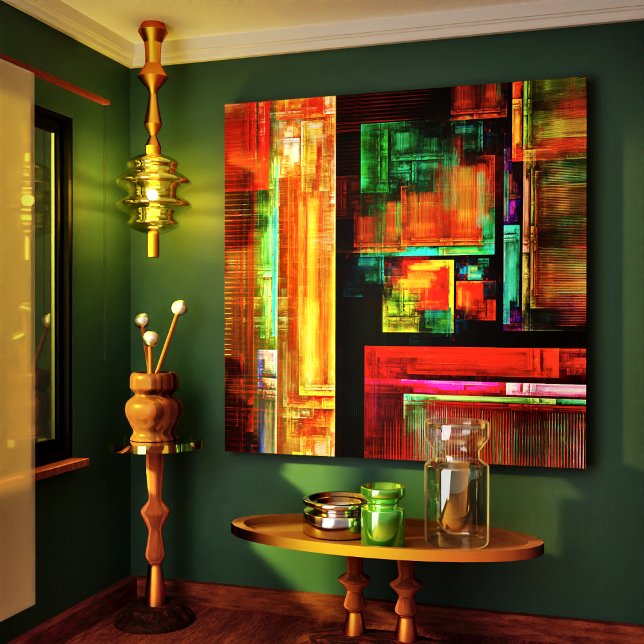 Coloridas plazas Patrón de arte abstracto moderno  (Colorful Squares Modern Abstract Art Pattern #04 Canvas Print)