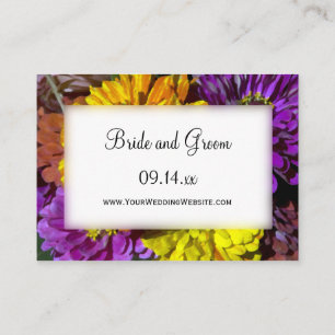 Coloridas tarjetas de Boda de flores de Zinnia