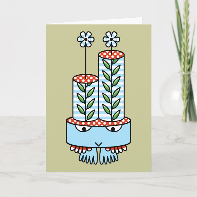 Coloridas tarjetas de felicitación del personaje d (Anverso)