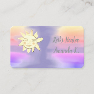 Coloridas tarjetas de negocios espirituales púrpur