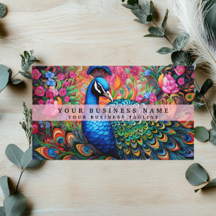 Coloridas tarjetas de negocios Peacock