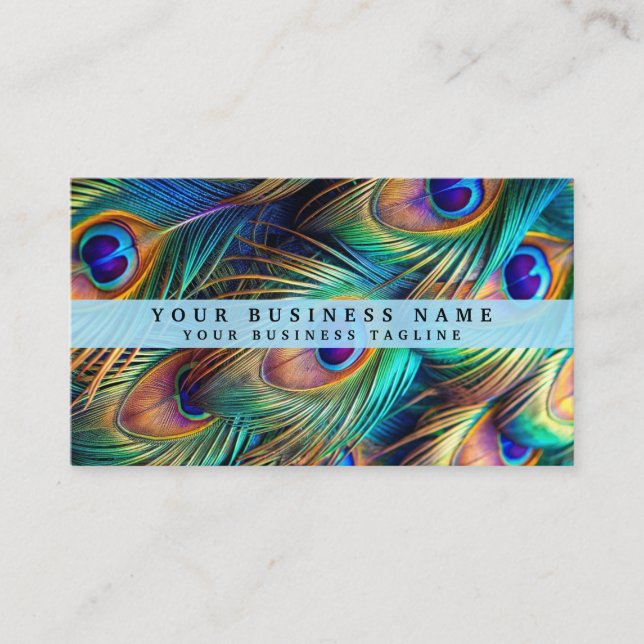 Coloridas tarjetas de negocios Peacock (Anverso)