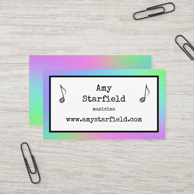 Coloridas tarjetas de visita de músicos (Anverso/Reverso In Situ)