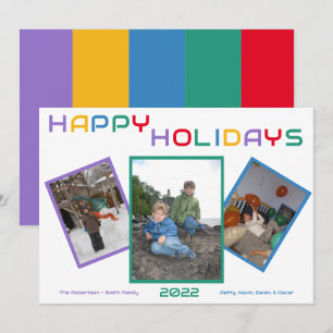 Coloridas tarjetas planas de fotos de Happy Holida