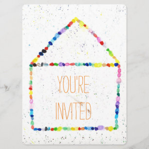 Coloridas tarjetas WaterColor house 'You are Invit