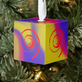 Coloridas torbellinas sobre el adorno del cubo de 