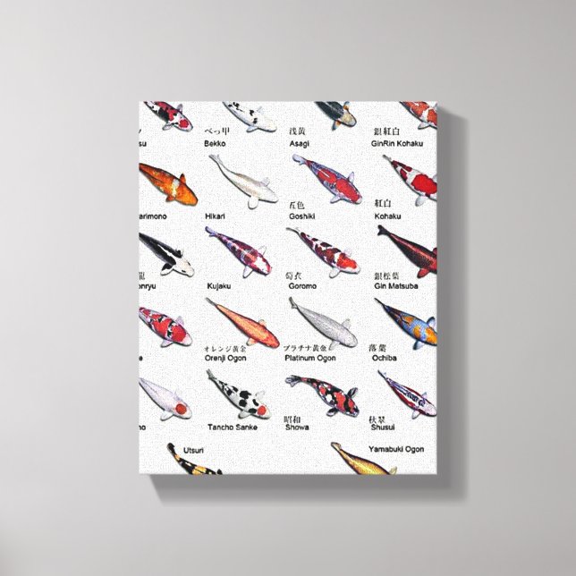 Coloridas variedades de pescado Koi Arte asiático  (Anverso)