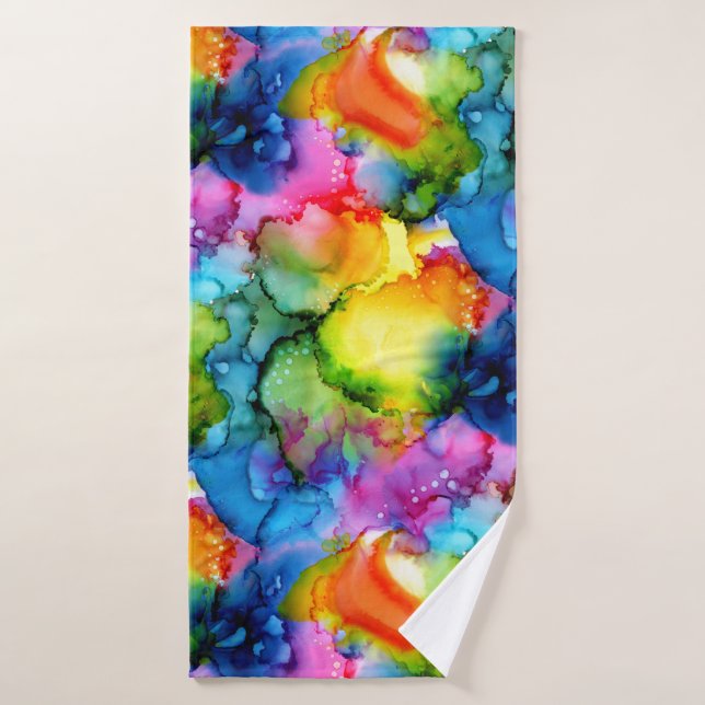 Colorido Arcoiris Abstract Tie Dye (Toalla de baño)
