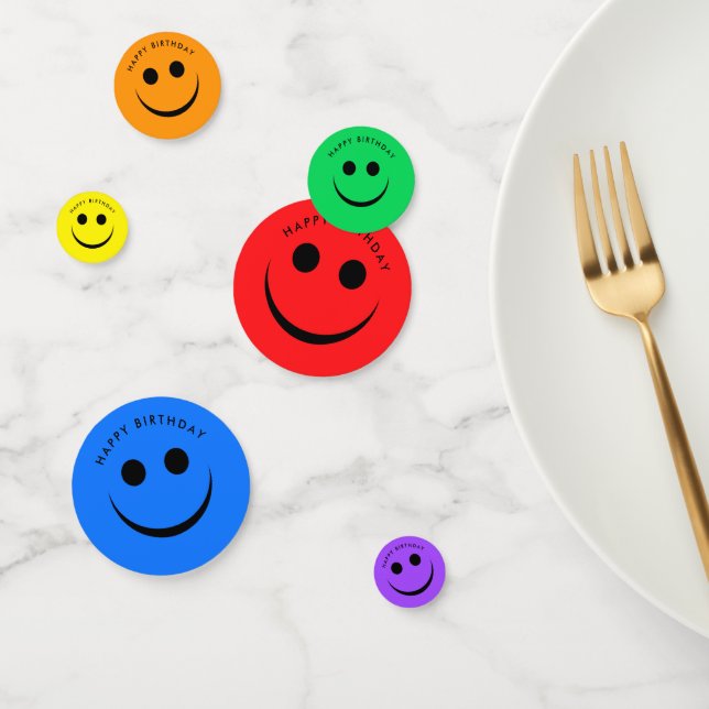 Colorido arcoiris feliz cara cumpleaños Confetti (Grupo)