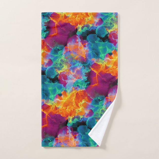 Colorido arcoiris Neon Abstract Watercolor (Toalla de mano)